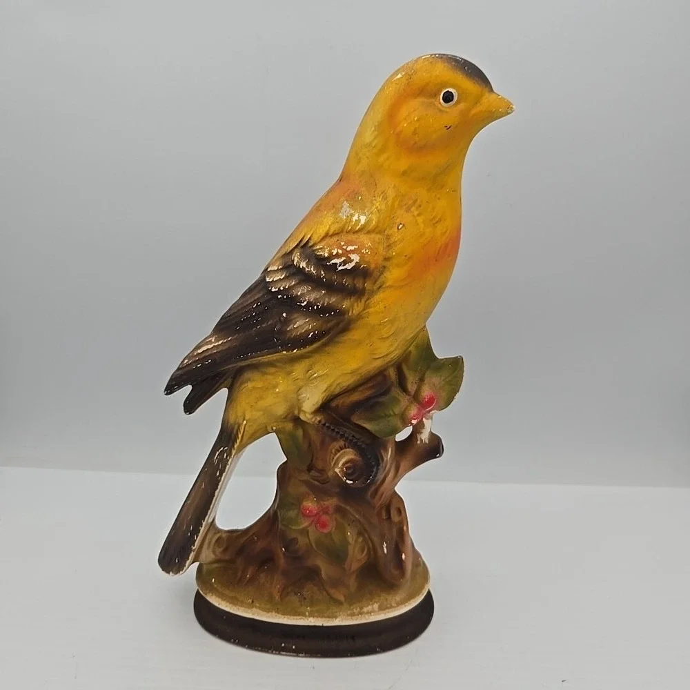 Enesco Japan Goldfinch Vibrant‎ Yellow Bird Ceramic Vintage Figurine